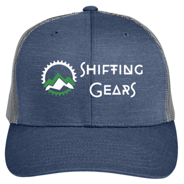 Team 365 - Youth Zone Sonic Heather Trucker Cap by Yupoong - Embroidered Logo Thumbnail
