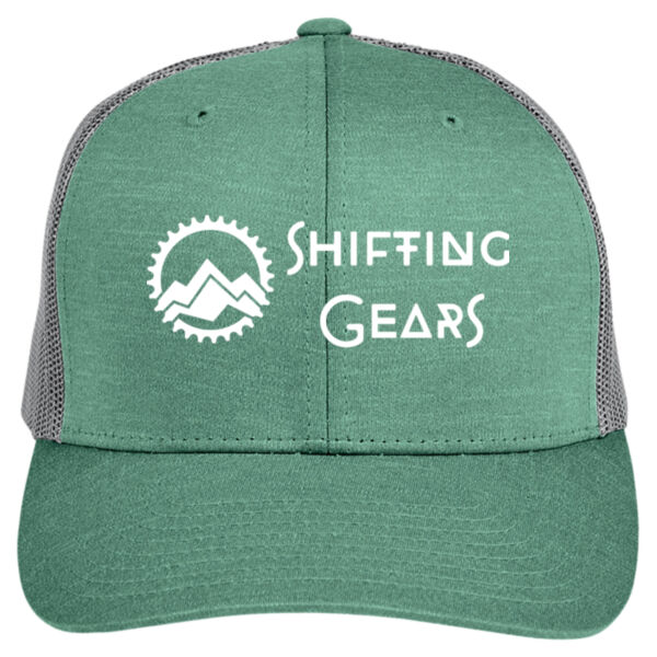 Team 365 - Youth Zone Sonic Heather Trucker Cap by Yupoong - Embroidered Logo Thumbnail