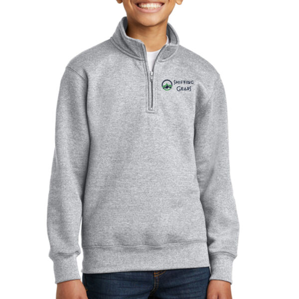 Port & Co™ Youth Core Fleece 1/4-Zip Pullover Sweatshirt - Embroidered Logo Thumbnail
