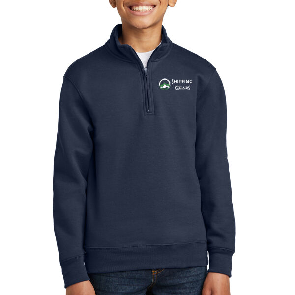 Port & Co™ Youth Core Fleece 1/4-Zip Pullover Sweatshirt - Embroidered Logo Thumbnail